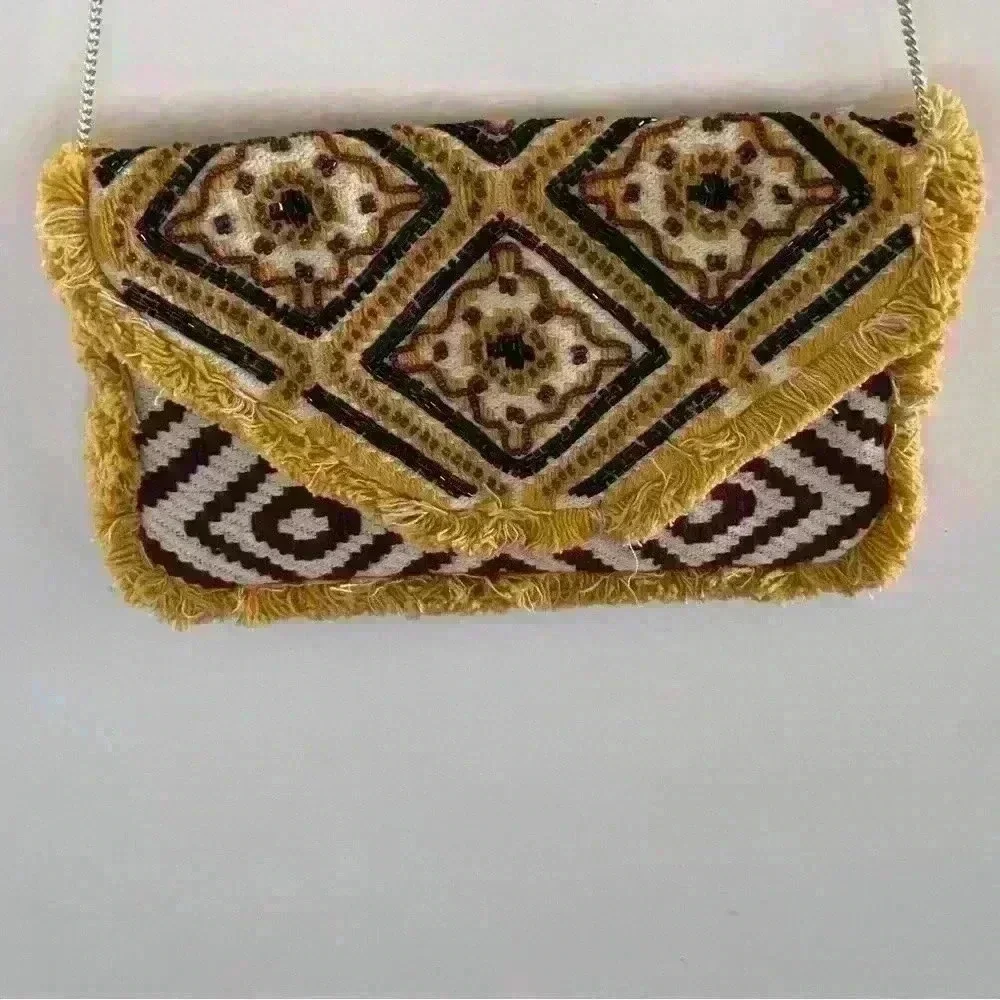 Promod Multi Beaded Fringe Clutch medium multicolor
